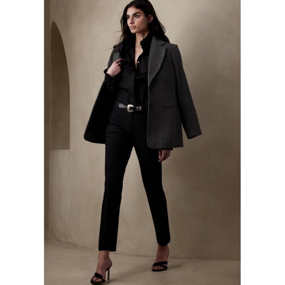 Banana Republic Ryan‎ Pants Women's 0 Black Slim Straight Fit Wool-Blend NWT $98